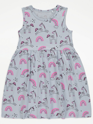 Blue Unicorn Print Jersey Dress | Kids ...